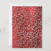 Invitation Anniversaire Argent et Rouge Léopard Feuille (Dos)