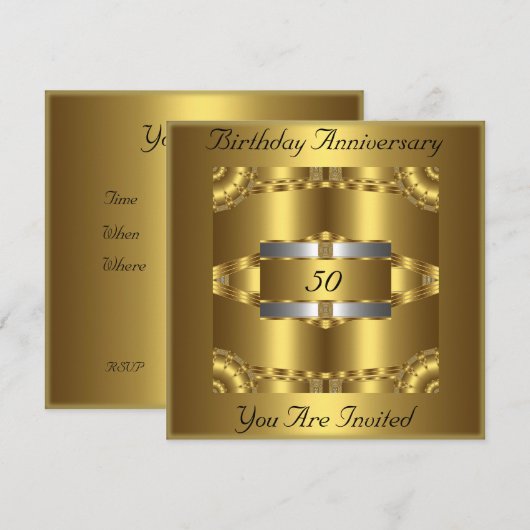 Invitation anniversaire Argent Or (Devant / Derrière)