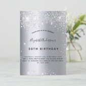 Invitation Anniversaire argent parties scintillant poussière  (Debout devant)