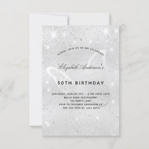 Invitation Anniversaire argent parties scintillant poussière 