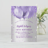 Invitation Anniversaire argent violet parties scintillant bal (Debout devant)