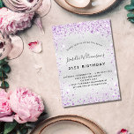 Invitation Anniversaire argent violet parties scintillant lux<br><div class="desc">Pour un 21ème anniversaire élégant (ou tout âge). Un arrière - plan métallique à l'aspect faux argenté. Décoré avec de la poussière de parties scintillant en faux violet. Personnalisez et ajoutez un nom, un âge et des détails de la fête. Le nom est écrit avec un script de style manuscrit...</div>