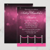 Invitation Anniversaire argenté rose du bonbon 16 de (Devant / Derrière)