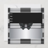 Invitation Anniversaire Art Déco Black Silver 3 (Dos)
