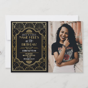 Invitation Anniversaire Art déco des années 1920 Gatsby Party