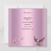 Invitation Anniversaire Asiatique Fleurs rose Fleur Oiseau (Dos)