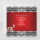 Invitation Anniversaire Asiatique Rouge Noir Floral Argent Bl (Dos)