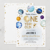 Invitation Anniversaire Astronaute Espace Galaxie Planète 1èr (Devant / Derrière)