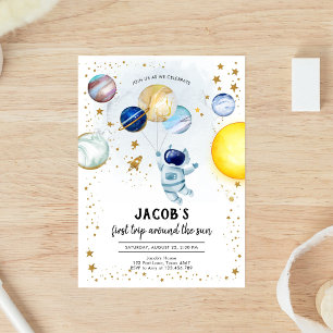 Invitation Anniversaire Astronaute Espace Galaxie Planète 1èr
