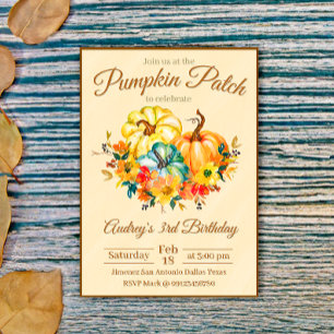Invitation Anniversaire au jardin de citrouilles