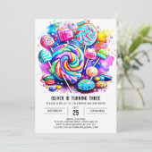 Invitation Anniversaire au Pays des Bonbons Pastel (Debout devant)