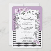 Invitation Anniversaire au pays des merveilles Chic Lilac (Devant)