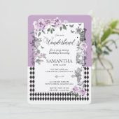 Invitation Anniversaire au pays des merveilles Chic Lilac (Debout devant)