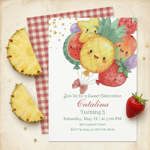Invitation Anniversaire aux Fruits Sucrés Fête Tropicale po