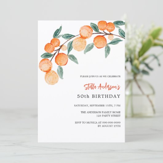 Invitation Anniversaire aux oranges (Debout devant)