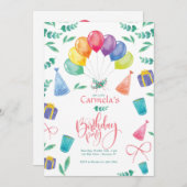 Invitation Anniversaire Avec Ballons (Devant / Derrière)