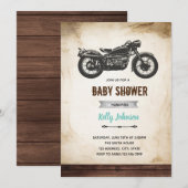 Invitation anniversaire avec moto vintage pour une (Devant / Derrière)