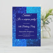 Invitation anniversaire avec paillettes bleues (Debout devant)