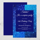Invitation anniversaire avec paillettes bleues (Devant / Derrière)