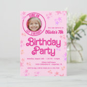 Invitation anniversaire avec photo de poupée mode (Debout devant)