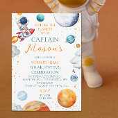 Invitation Anniversaire Aventure Astronaute Fusée Système Sol