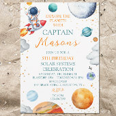 Invitation Anniversaire Aventure Astronaute Fusée Système Sol