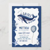 Invitation Anniversaire Baleine Fantaisie Bleue (Devant)
