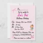 Invitation Anniversaire Ballerina (Dos)