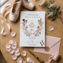Anniversaire Ballerine Aquarelle & Ruban Rose Fant