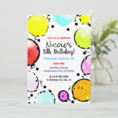 Invitation Anniversaire Ballons Bande Dessinée Art Pop Vintag (Debout devant)