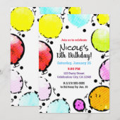 Invitation Anniversaire Ballons Bande Dessinée Art Pop Vintag (Devant / Derrière)