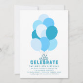 Invitation Anniversaire Ballons Bleus Tout Âge (Devant)