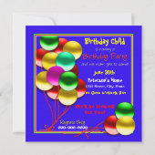 Invitation Anniversaire, Ballons on Blue (INSERT AGE)Invitati (Dos)