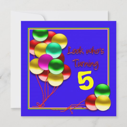 Invitation Anniversaire, Ballons on Blue (INSERT AGE)Invitati (Devant)