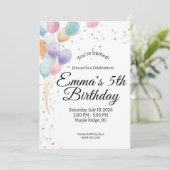 Invitation Anniversaire Ballons Pastel (Debout devant)