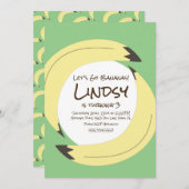 Invitation Anniversaire Banane Verte Jaune (Devant / Derrière)