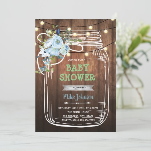 Invitation anniversaire barbecue pot mason (Debout devant)