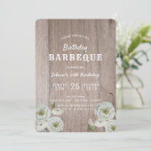 Invitation Anniversaire Barbeque BBQ Party Roses Wood Invitat (Debout devant)