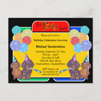 Invitation Anniversaire Barker de chien de teckel