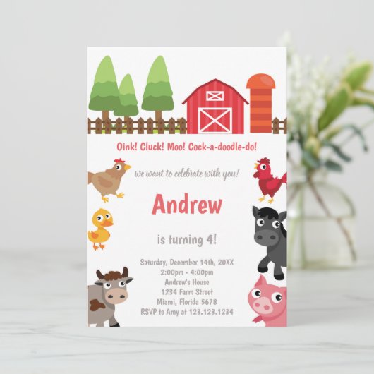 Invitation Anniversaire Barnyard personnalisable (Debout devant)