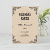 Invitation anniversaire baroque vintage (Debout devant)