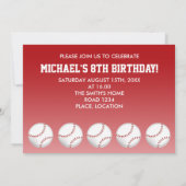 Invitation Anniversaire Baseball (Dos)