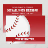 Invitation Anniversaire Baseball (Devant / Derrière)