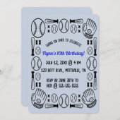 Invitation anniversaire Baseball modifiable (Devant / Derrière)