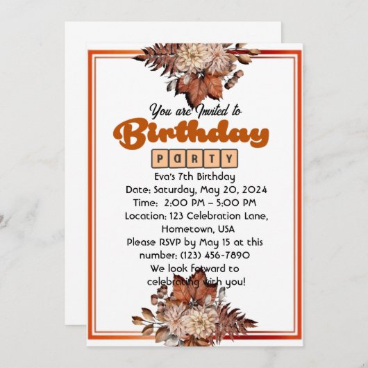 Invitation Anniversaire Bash : Vous êtes Invité ! (Devant / Derrière)
