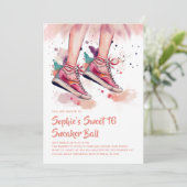 Invitation Anniversaire Basket Ball Grunge Aquarelle Sweet 16 (Debout devant)