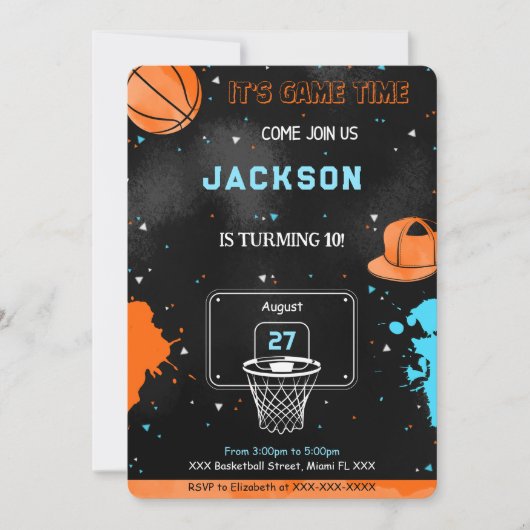 Invitation anniversaire basket modifiable (Devant)