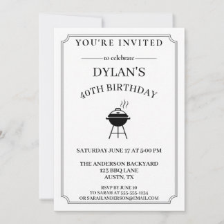 Invitation Anniversaire BBQ Noir et Blanc