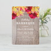Invitation Anniversaire BBQ Party Automne laisse bois Invitat (Debout devant)