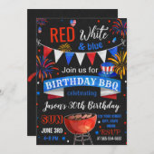 Invitation anniversaire BBQ Rouge Blanc et Bleu (Devant / Derrière)